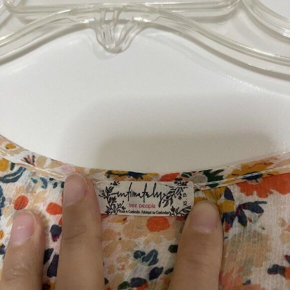 FREE PEOPLE intimates Say it to Me Orange floral ruffle boho bodysuit size XS - Picture 4 of 7